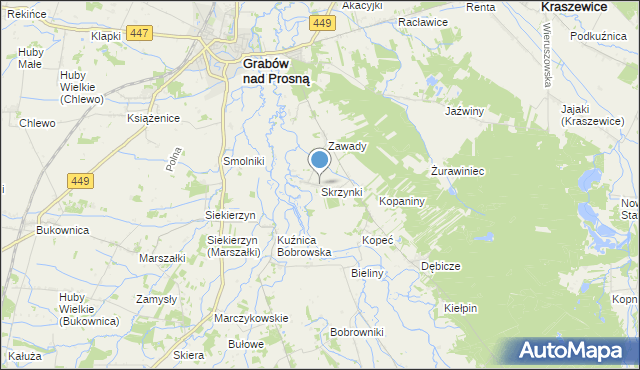 mapa Skrzynki, Skrzynki gmina Grabów nad Prosną na mapie Targeo